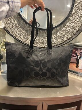 Coach Black Signature travel/ packable weekend bag